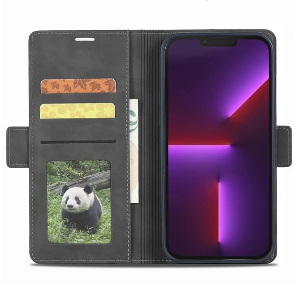 FORWENW F3 Series iPhone 15 Plus Flip Plånboksfodral Konstläder - Svart