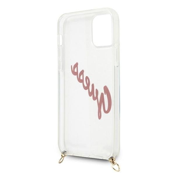 Guess Skal iPhone 12 Mini Script Vintage Strap - Rosa Rosa