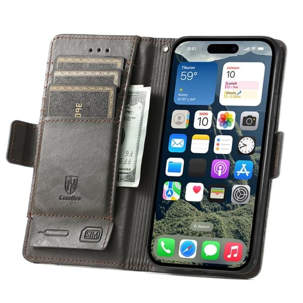 CASENEO Mobilskal till iPhone 17 KonstLäder med RFID-Skydd - Grå