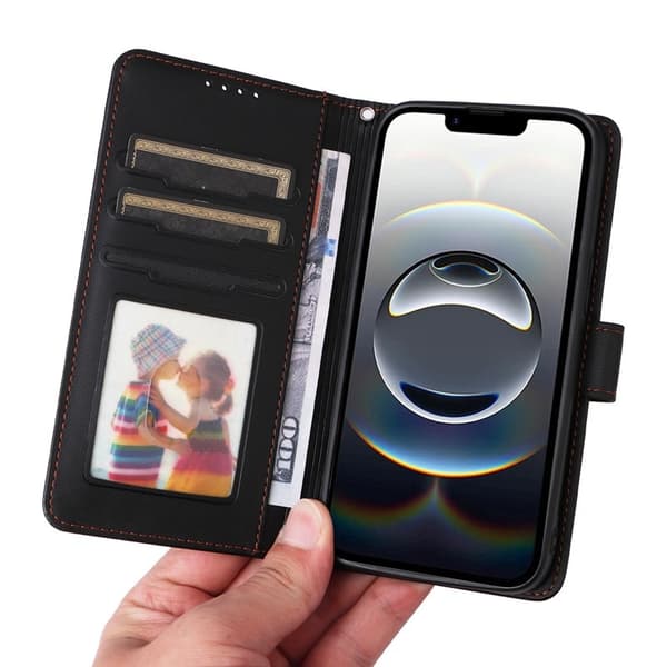 BETOPNICE iPhone 16e Plånboksfodral Magnetiskt Detachable Konstläder - Svart