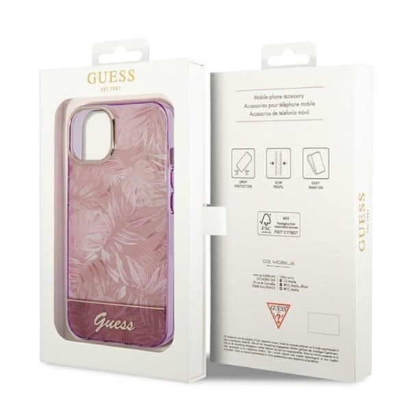 GUESS iPhone 14 Plus Skal Jungle Collection - Rosa