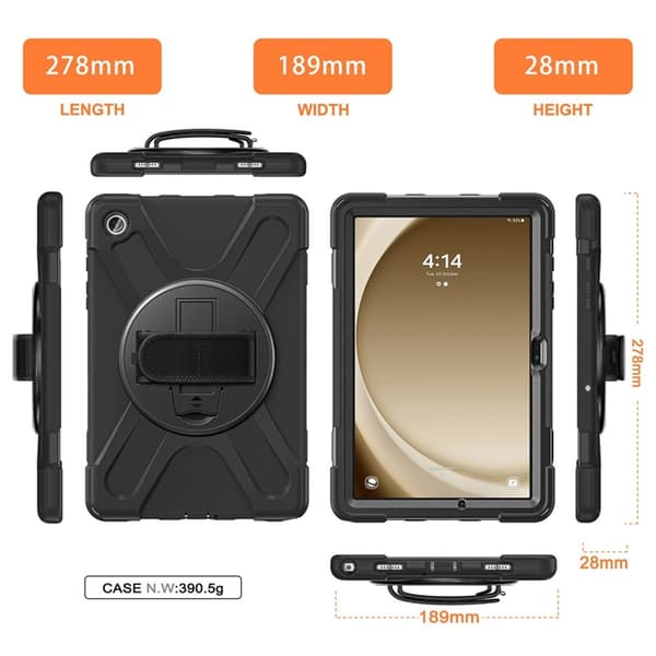 Mobilskal till Galaxy Tab A9 Plus Silikon Rotary Kickstand Svart