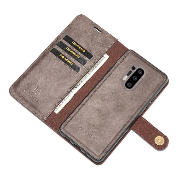 DG.MING OnePlus 8 Pro Plånboksfodral 2-i-1 Äkta läder Grå