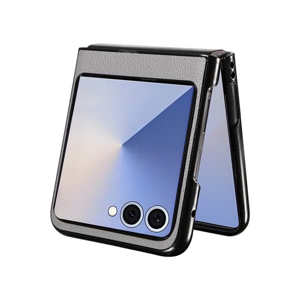 Mobilskal till Galaxy Z Flip7 Litchi Texture Läder - Grå Grå