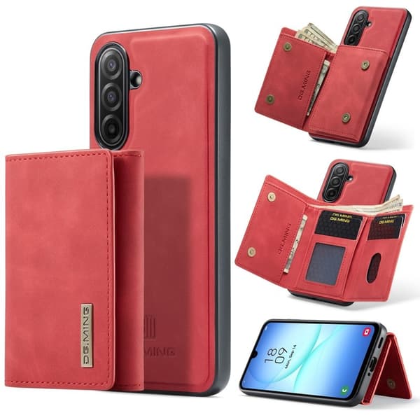 DG.MING Samsung Galaxy A17 5G Konstläder Plånboksfodral Röd