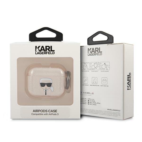 Karl Lagerfeld Skal Glitter Karl`s Head Airpods 3 - Guld Gul