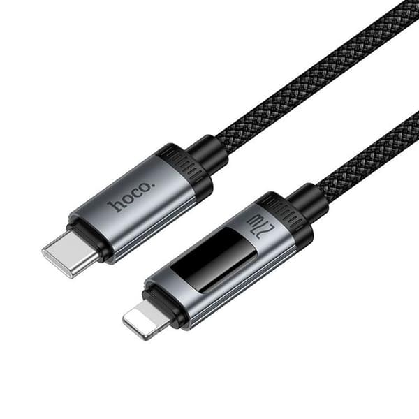 HOCO USB-C till Lightning 27W Kabel 1.2m med Display U148 - Svart Svart