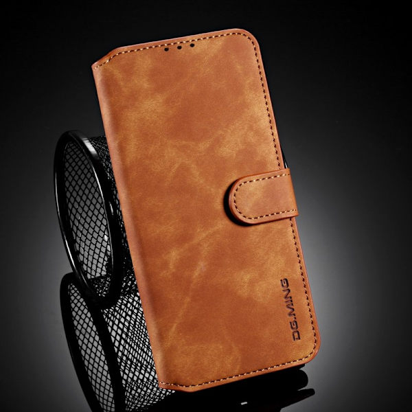 DG.MING Retro Plånboksfodral Konstläder för iPhone 12 Pro Max - Brun