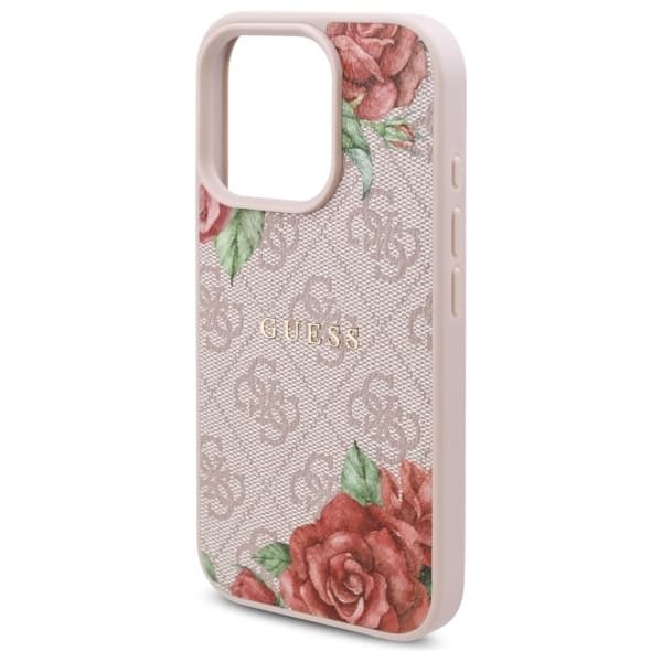 Guess telefonetui til iPhone 16 Pro MagSafe 4G Blomsterprint - Lyserød Rosa