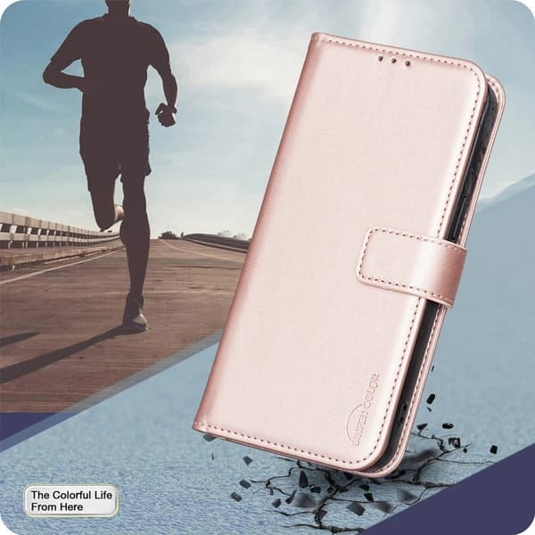 BINFEN Samsung Galaxy A57 Plånboksfodral Konstläder - Rosa Gold