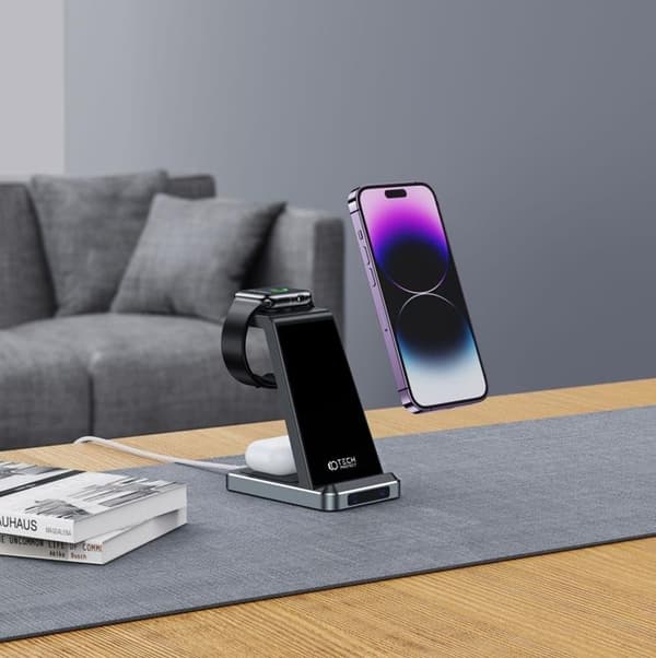 Tech-Protect 3in1 Trådløs Oplader iPhone/Apple Watch/AirPods - S Svart