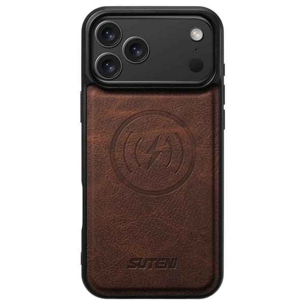 SUTENI Mobilskal till iPhone 17 Pro MagSafe Litchi Texture - Brun Brun