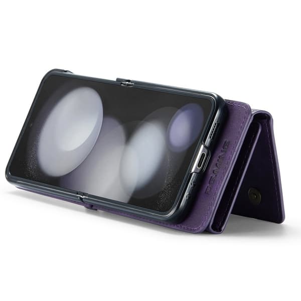 DG.MING Samsung Galaxy Z Flip5 Konstläder Plånboksfodral Lila