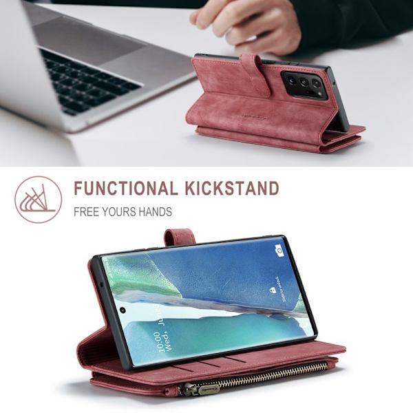 CASEME Konstläder Plånboksfodral för Samsung Galaxy Note20 Ultra - Röd