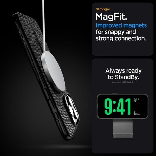 Spigen telefontaske til iPhone 16 Pro Max Magsafe Liquid Air „T“ - Mat sort Svart