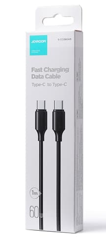 Joyroom USB-C till USB-C kabel 60W 1m - Svart Svart