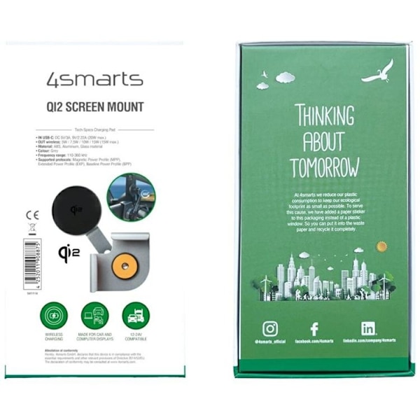 4smarts Qi2 Magnetisk Mobil Skærmmontering - Grå Grå