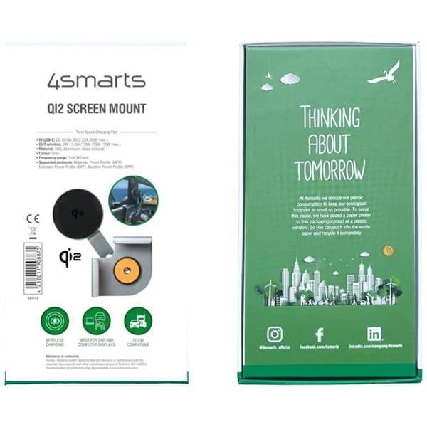 4smarts Qi2 Magnetiskt Skärmfäste för Mobil - Grå Grå