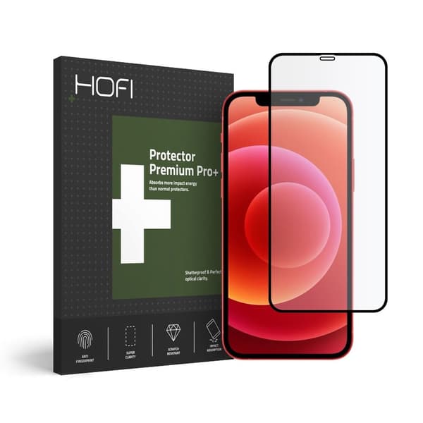 Hofi Full Pro Härdat Glas Skärmskydd iPhone 12 & 12 Pro - Svart Black