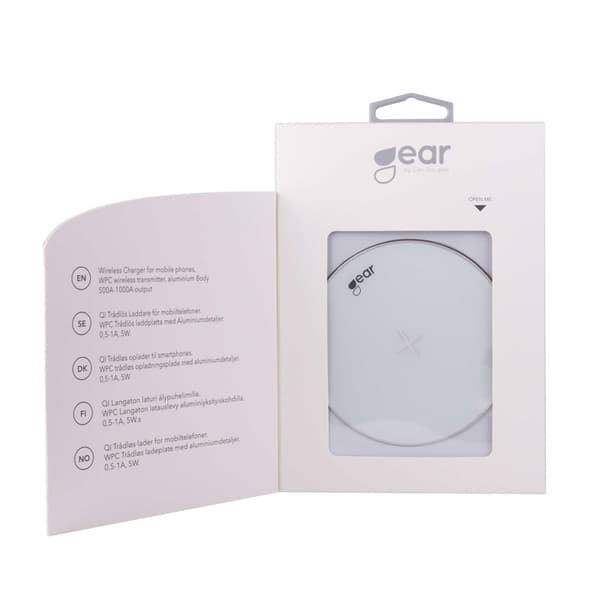 GEAR Trådløs QI-oplader 220V 5W 1A - Hvid White