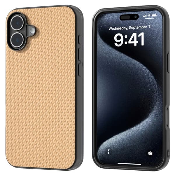 ABEEL Mobilskal till iPhone 16 Plus Hybrid Kolfiber Gul