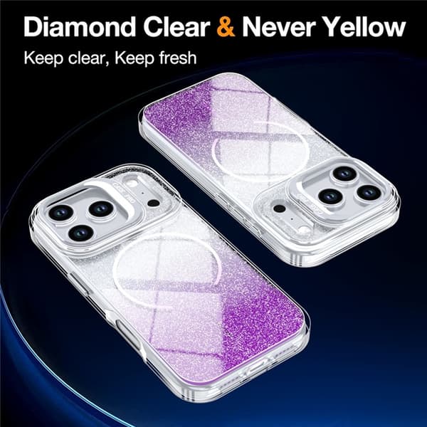 Mobilskal till iPhone 17 Pro Max MagSafe Shockproof Glitter Gradient - Lila Lila