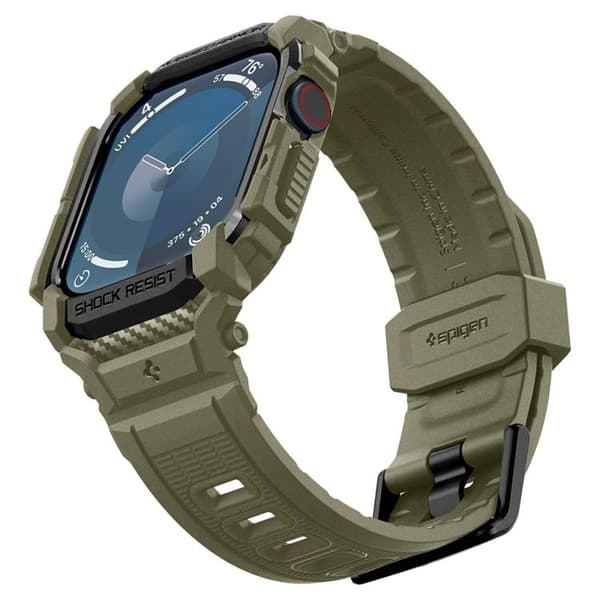 Spigen Apple Watch 46mm Series 10 Armband Rugged Armor Pro Grön
