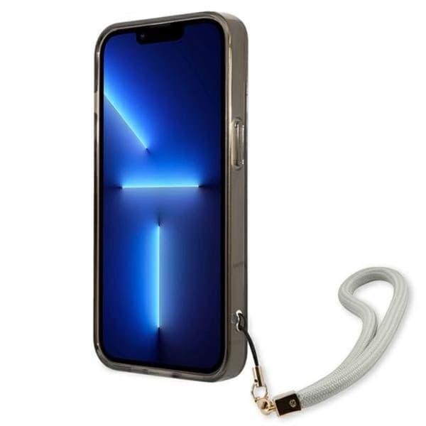 Guess iPhone 13 mini Kuori läpikuultava hihna - Musta Black
