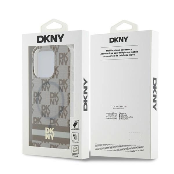 DKNY iPhone 15 Pro Mobilskal Magsafe IML Checkered Mono Beige
