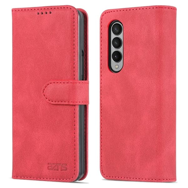 AZNS Samsung Galaxy Z Fold3 Plånboksfodral Konstläder - Röd