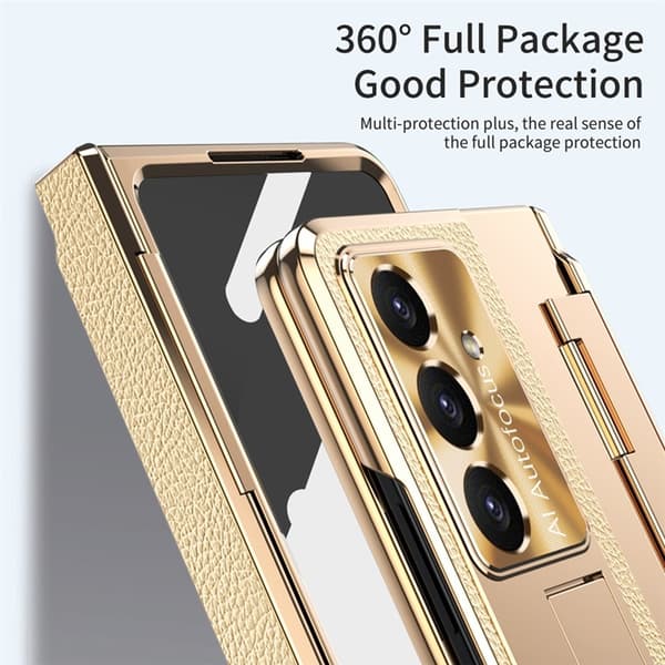 Mobilskal till Galaxy Z Fold7 Kickstand med Stylus - Guld / Guld Guld