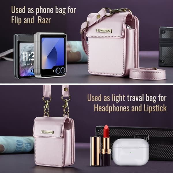 Samsung Galaxy Z Flip7 FE 5G Plånboksfodral Konstläder RFID-Skydd - Rosa