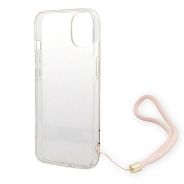 GUESS iPhone 14 Plus Skal 4G Print Strap - Rosa Rosa