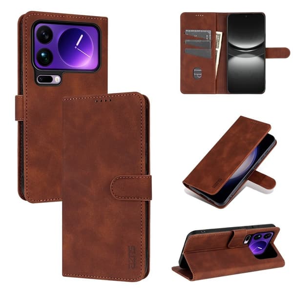 AZNS Xiaomi 17 Pro Max Plånboksfodral Konstläder - Brun