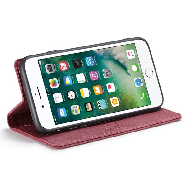 AUTSPACE A01 iPhone 6/7/8 Plus Plånboksfodral Konstläder - Röd