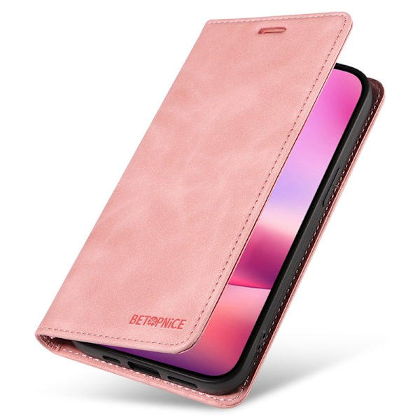 BETOPNICE 003 iPhone 16 Plånboksfodral i Konstläder - Rosa