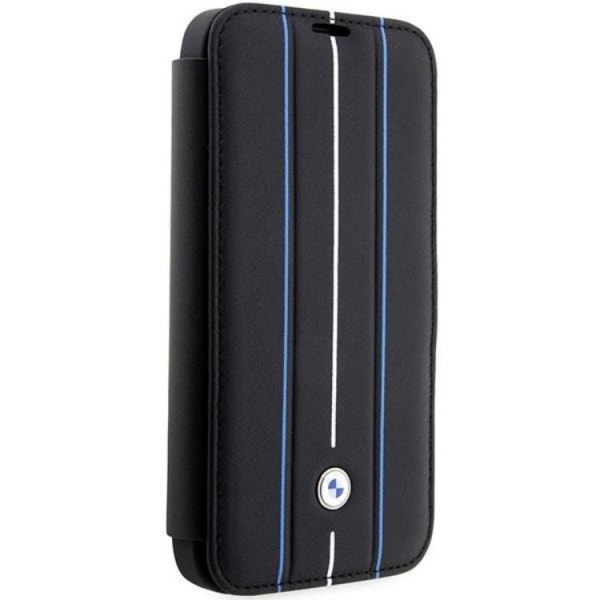 BMW iPhone 14 Pro Plånboksfodral Läder Stramp Lines - Blå