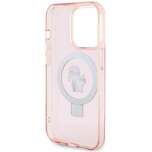 KARL LAGERFELD iPhone 15 Pro Mobilskal MagSafe Ringställ - Rosa