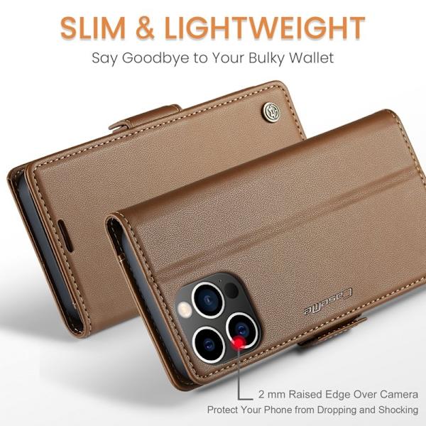 CASEME Plånboksfodral Konstläder för iPhone 14 Pro Max - Brun