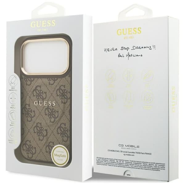Guess Mobilskal till iPhone 17 Pro MagSafe 4G PU Classic Logo - Brun Brun