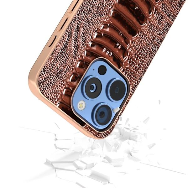 ABEEL Mobilskal till iPhone 16 Pro Electroplaterad Äkta Läder - Brun