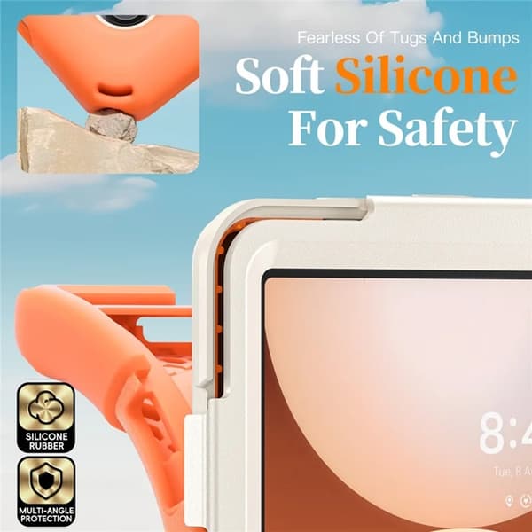 Mobilskal till Galaxy Tab A11 Plus Kickstand Silikon Axelrem Orange