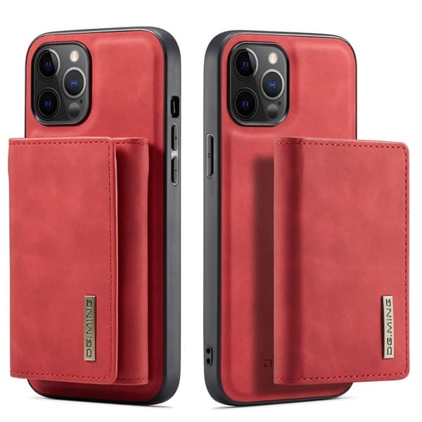 DG.MING M1 Magnet Wallet Mobilskal i Konstläder för iPhone 13 - Röd
