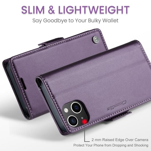 CASEME Plånboksfodral Konstläder iPhone 13 RFID-Skydd Lila