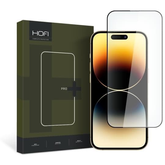 Hofi iPhone 15 Pro Hærdet Glas Skærmbeskytter - Sort Black