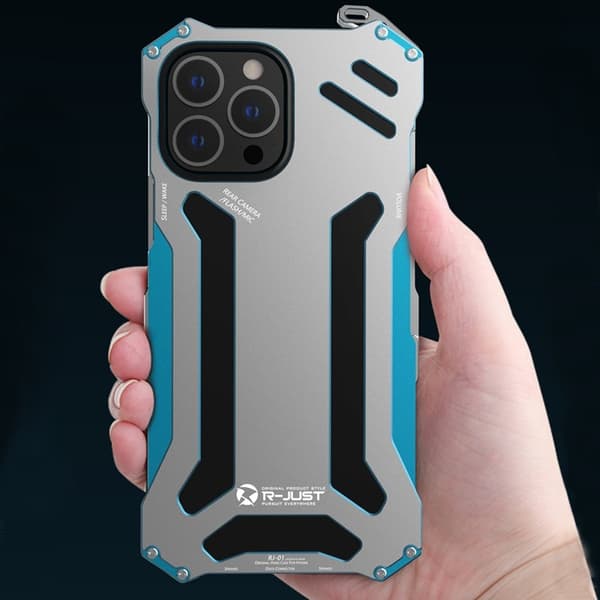 R-JUST Mobilskal till iPhone 13 Pro i Aluminium Shockproof - Svart