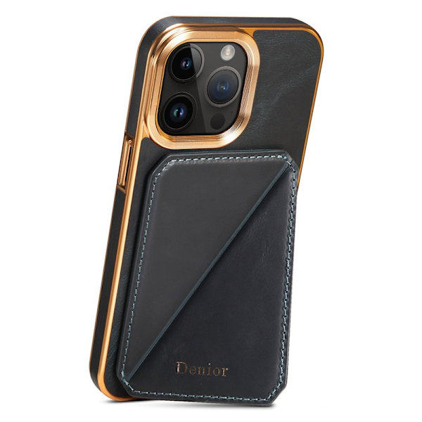 DENIOR Mobilskal till iPhone 14 Pro Max Äkta Läder + TPU + PC - Blå
