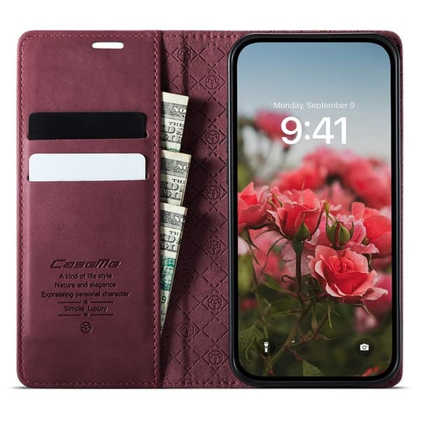 Caseme iPhone 16e Konstläder Plånboksfodral RFID-Skydd - Röd Röd