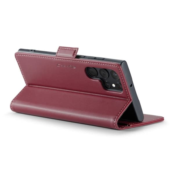 CASEME Plånboksfodral Konstläder för Samsung Galaxy S22 Ultra 5G - Röd