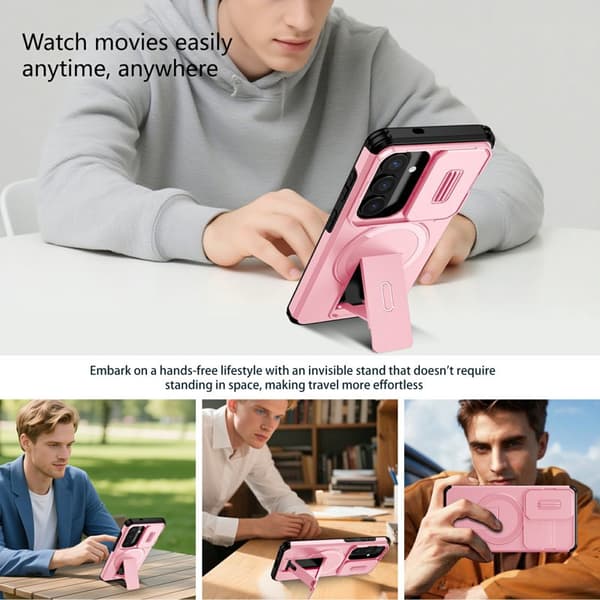 Mobilskal för Samsung Galaxy S26 Magnetiskt PC + TPU Kickstand - Rosa